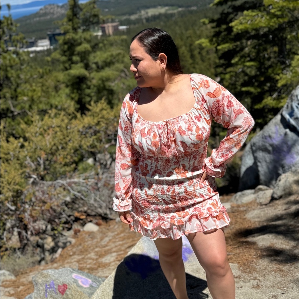 Floral Long Sleeve Mini Dress